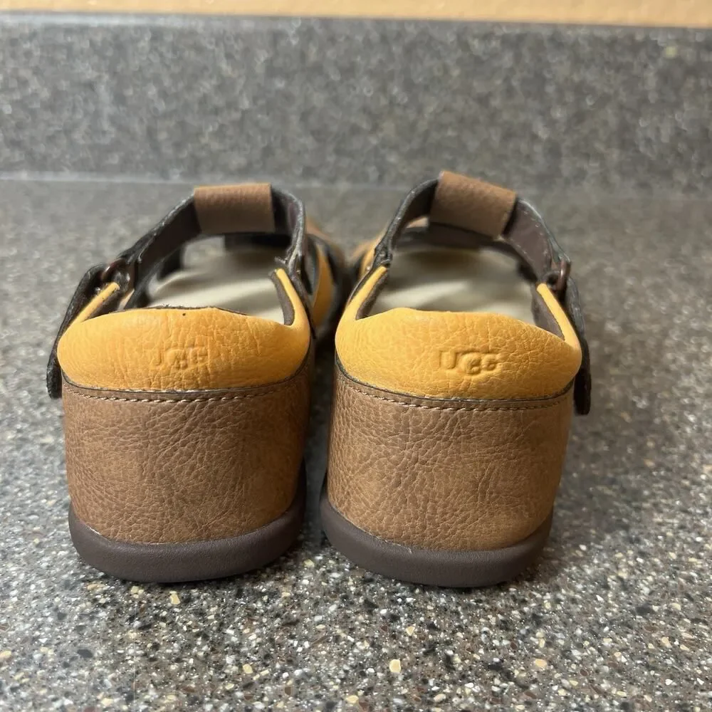 UGG Fisherman Sandal Little Kids 12 Summer Comfort Casual Brown/Yellow Synthetic